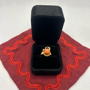 Avon Coral Abstract Modernist Ring